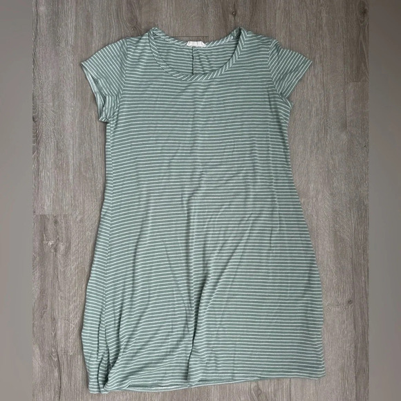 OLIVIA RAE Green Striped Above The Knee Length Knit Dress Sz M - Picture 3 of 3